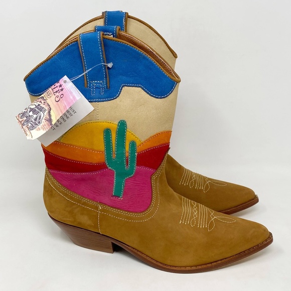 Circle S Shoes - Vintage Circle S Brand Cactus Suede Sunset Boots